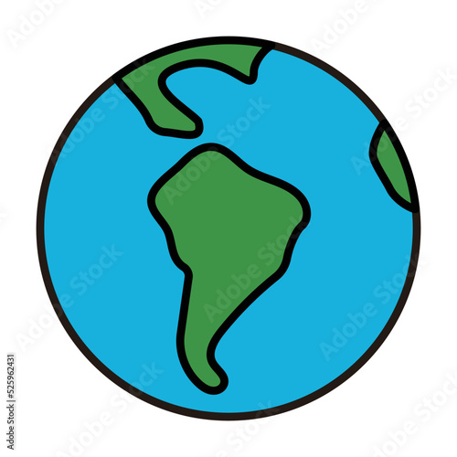 単純化された地球儀、南アメリカ大陸、編集可能なベクターイラスト	
