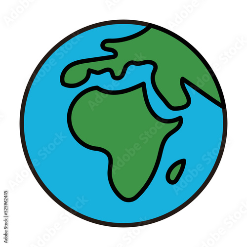 単純化された地球儀、アフリカ大陸、編集可能なベクターイラスト	
