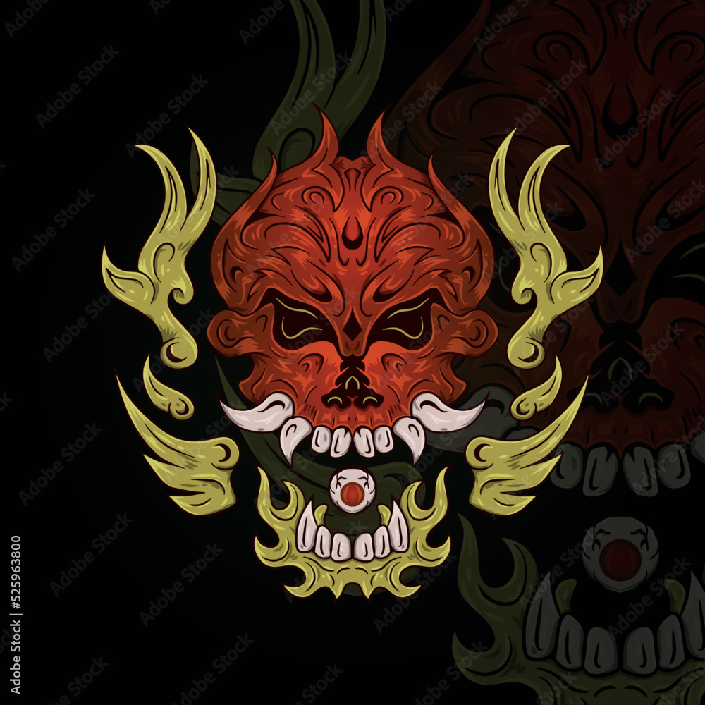 Demon Mask Coloured