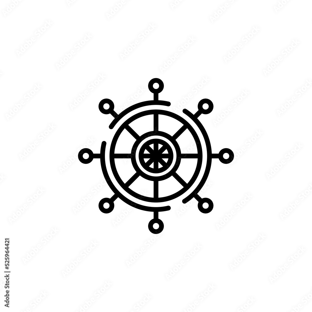 Rudder, Nautical, Ship, Boat Dotted Line Icon Vector Illustration Logo Template. Suitable For Many Purposes. Rudder, Nautical, Ship, Boat Dotted Line Icon Vector Illustration Logo Template. Suitable For Many Purposes.