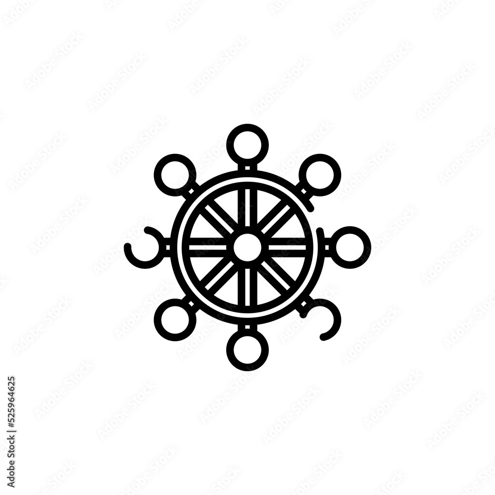 Rudder, Nautical, Ship, Boat Dotted Line Icon Vector Illustration Logo Template. Suitable For Many Purposes. Rudder, Nautical, Ship, Boat Dotted Line Icon Vector Illustration Logo Template. Suitable For Many Purposes.