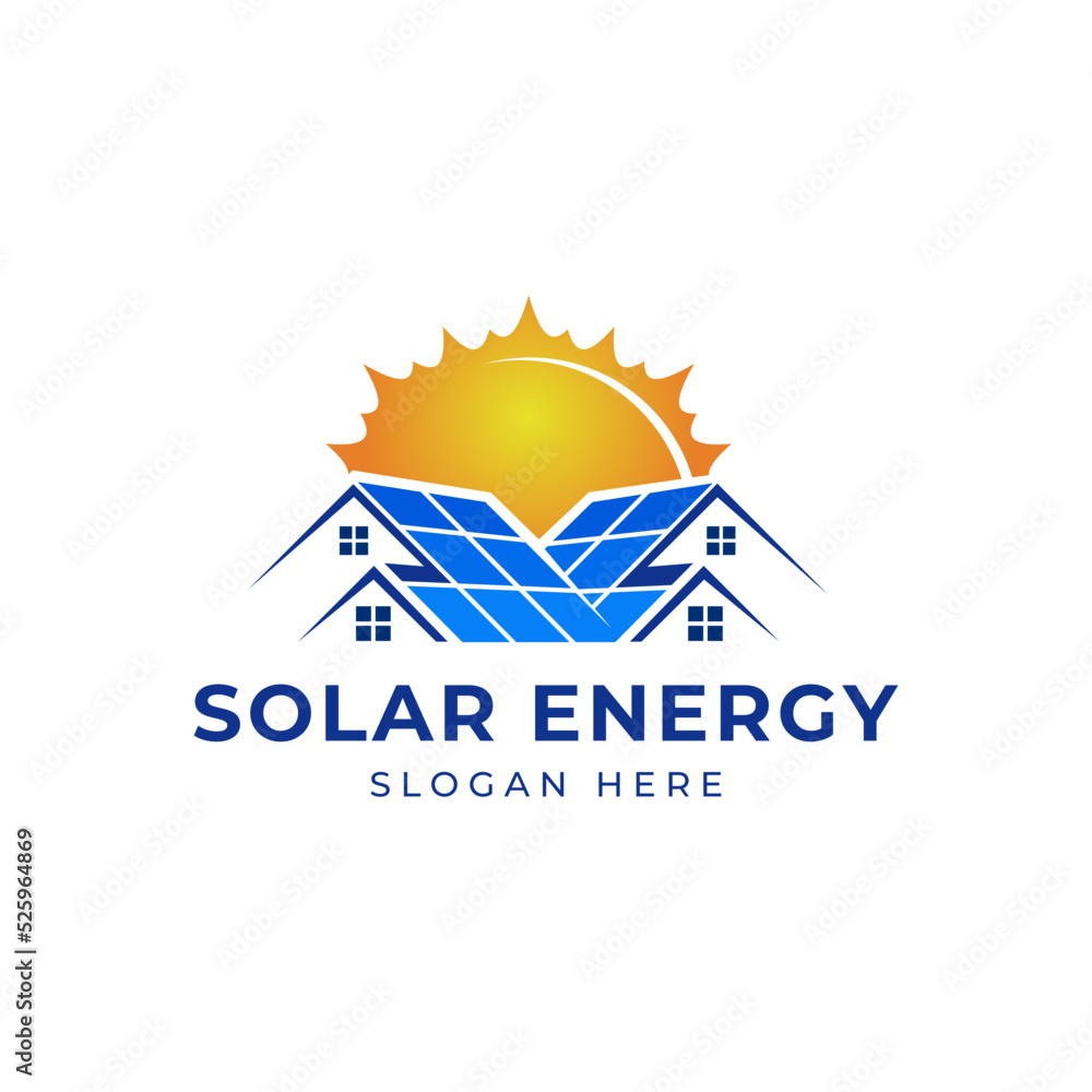 Sun solar house energy logo design clipart. Suitable for solar tech business