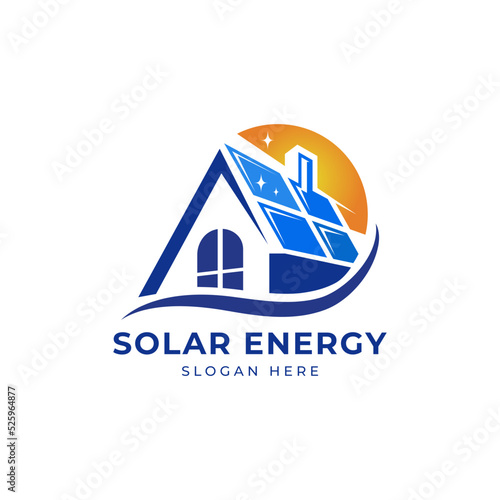 Sun solar house energy logo design clipart. Suitable for solar tech business