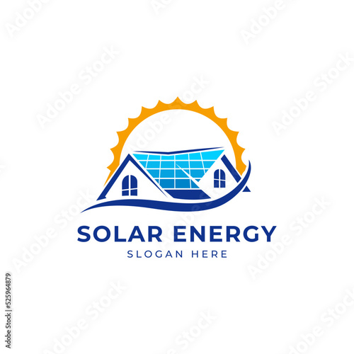 Sun solar house energy logo design clipart. Suitable for solar tech business