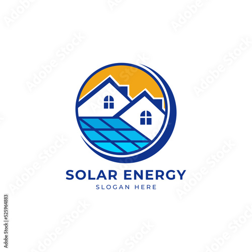 Sun solar house energy logo design clipart. Suitable for solar tech business