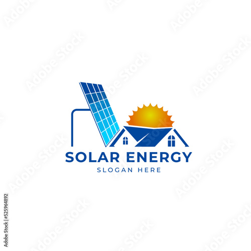 Sun solar house energy logo design clipart. Suitable for solar tech business