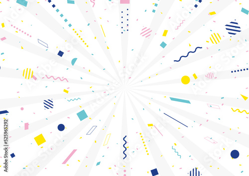 幾何学模様　集中線　紙吹雪背景