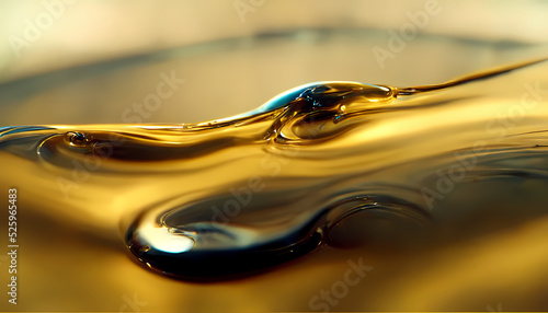 Olive or engine oil splash with waves luxury. 3d render.