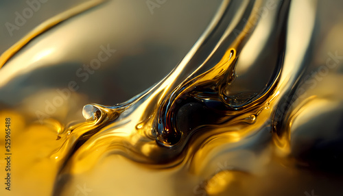 Olive or engine oil splash with waves luxury. 3d render. photo