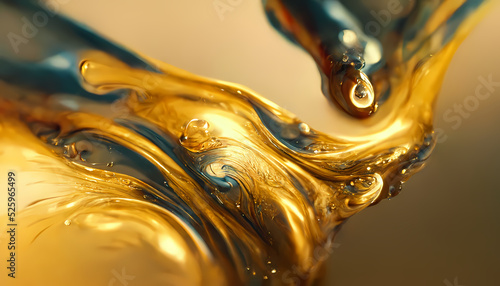 Olive or engine oil splash with waves luxury. 3d render.