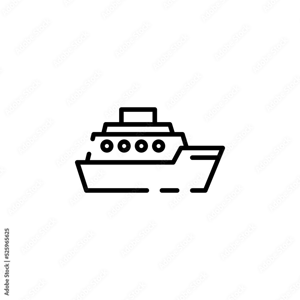Ship, Boat, Sailboat Dotted Line Icon Vector Illustration Logo Template. Suitable For Many Purposes.