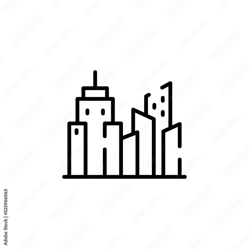 Obraz premium City, Town, Urban Dotted Line Icon Vector Illustration Logo Template. Suitable For Many Purposes.