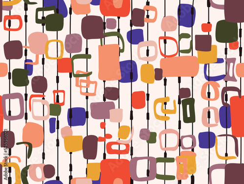 abstract hand made squares and doodle pattern, decorative background for textile, decor, web and stationery