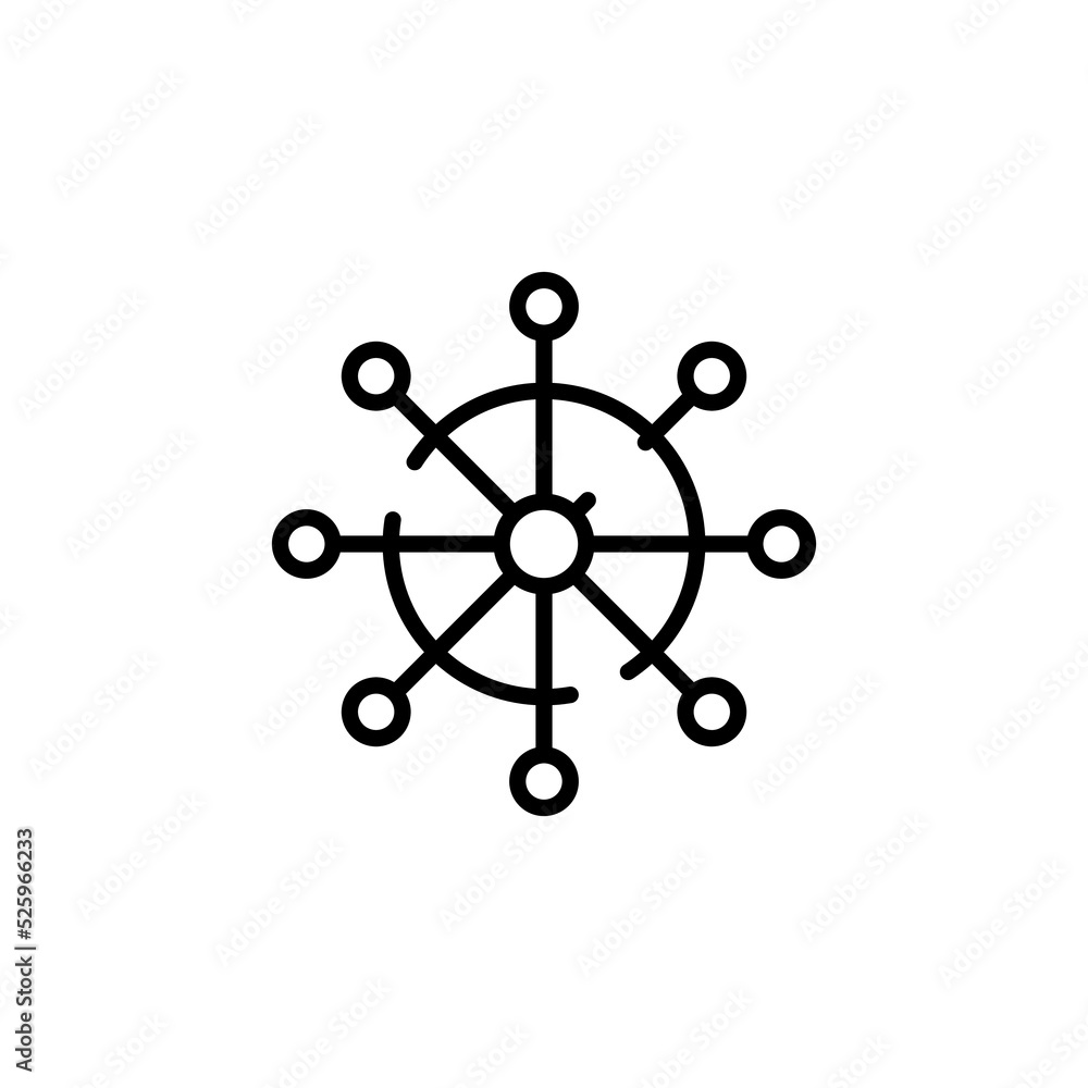 Rudder, Nautical, Ship, Boat Dotted Line Icon Vector Illustration Logo Template. Suitable For Many Purposes.