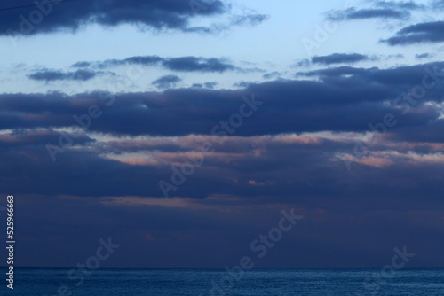 Clouds in the sky over the Mediterranean Sea.