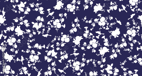 monochrome floral pattern, perfect for fabrics and decoration