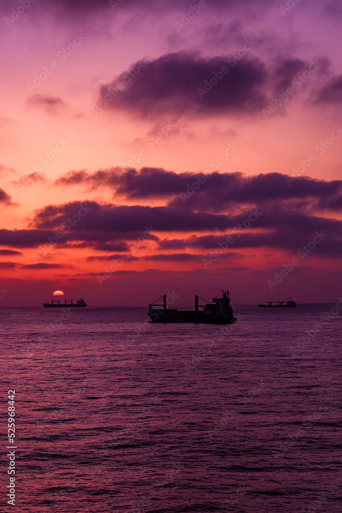 boat at sunset