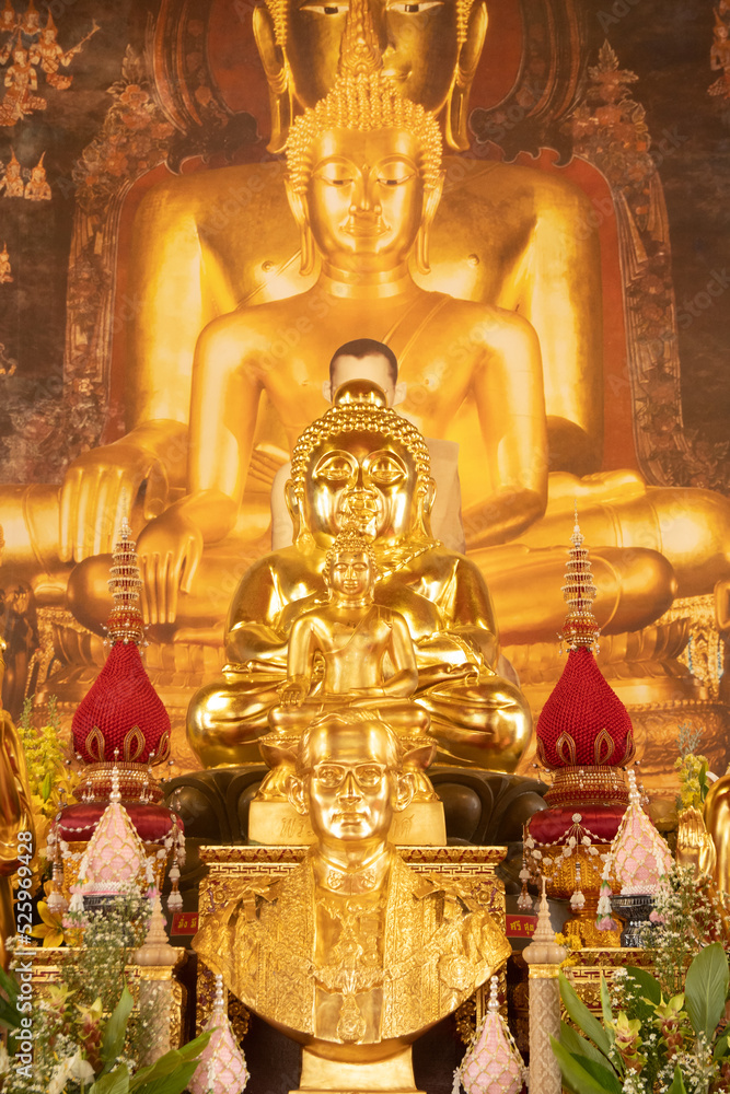 The golden statue of buddha at Wat Bowonniwet Wihan, Phra Nakhon district, Bangkok, Thailand 