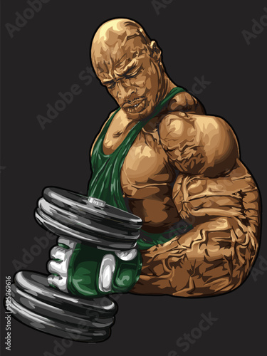 muscle man fitness isolated on black background for poster, t-shirt print, business element, social media content, blog, sticker, vlog, and card. vector illustration.