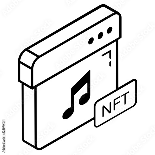 A nft music line isometric icon