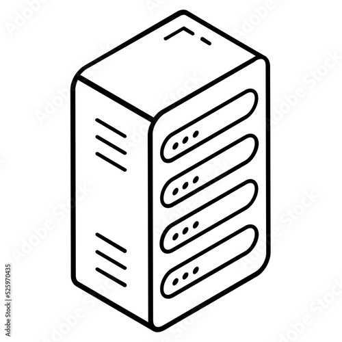 Database server icon in isometric design denoting big data
