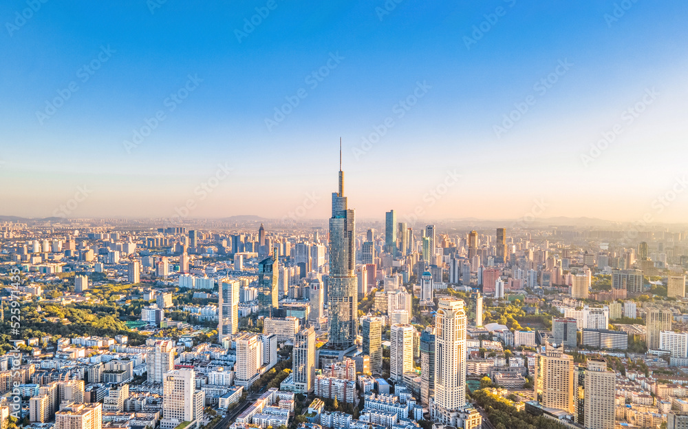 Aerial photography of Nanjing business district and Zifeng Building in Jiangsu Province, China