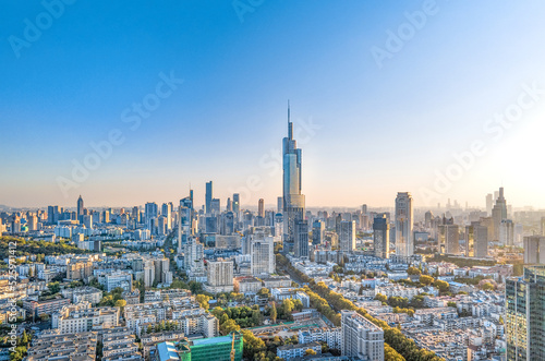 Aerial photography of Nanjing business district and Zifeng Building in Jiangsu Province, China © Changyu