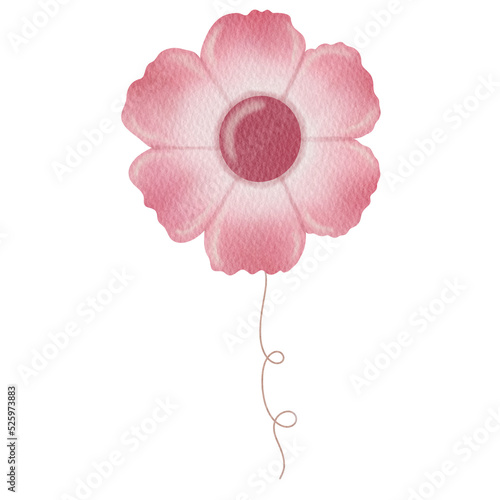 pink balloon watercolor. flower shape.