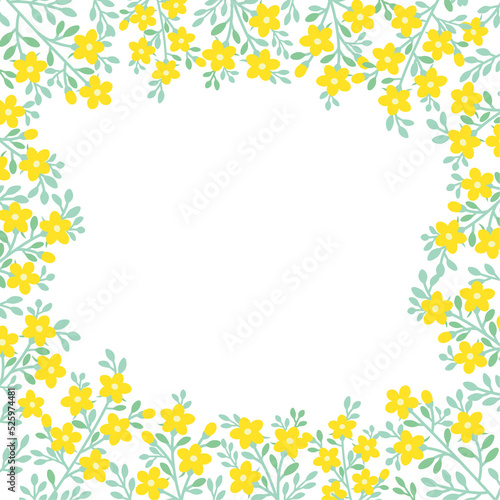 Yellow flower floral wreath frame illustration