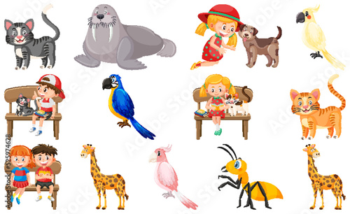 Fototapeta Naklejka Na Ścianę i Meble -  Set of various wild animals in cartoon style