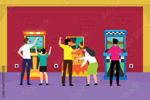 Retro arcade coin operated game console 2d vector illustration concept for banner, website, illustration, landing page, flyer, etc.