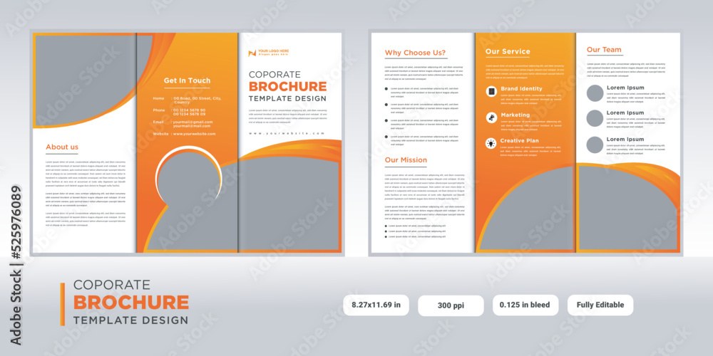 Corporate business tri-fold brochure template, Creative and Professional tri-fold brochure template. Corporate business tri-fold brochure template, Creative and Professional tri-fold brochure template.