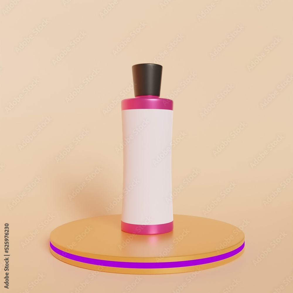 3d render illustration bottle with podium 3d render illustration bottle with podium