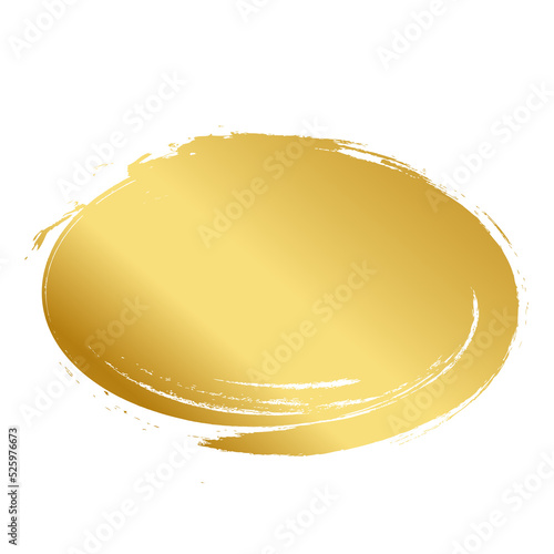 Brush stroke and gold circle element