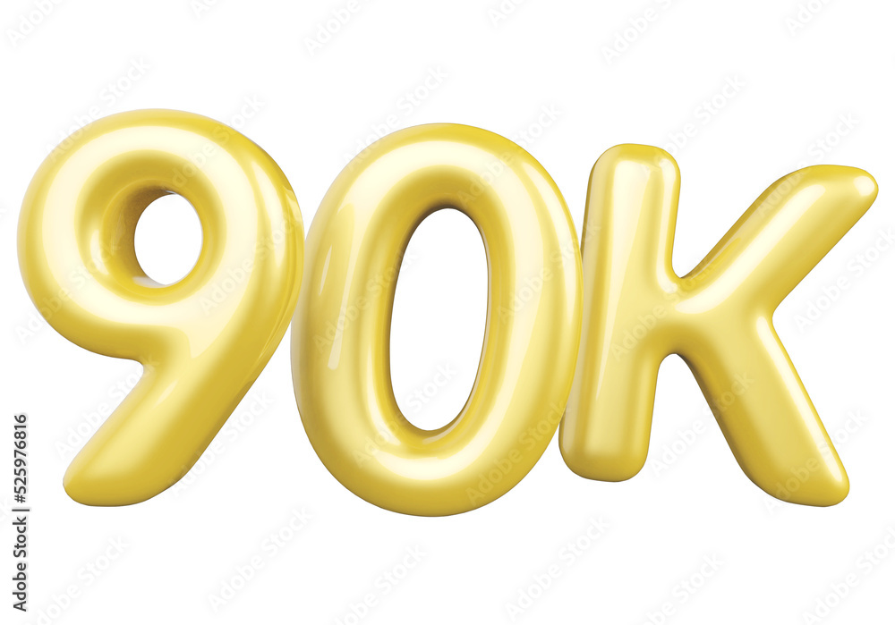 90k followers number gold 3d