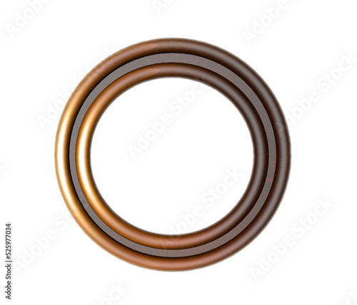 Abstract 3d render circular metal frame golden shiny