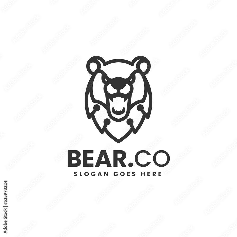 Vector Logo Illustration Bear Line Art Style. Vector Logo Illustration Bear Line Art Style.