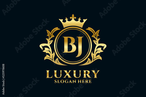 Initial BJ Letter Royal Luxury Logo template in vector art for luxurious branding projects and other vector illustration.