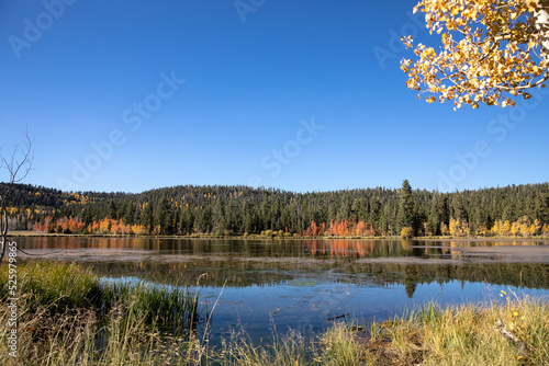 Fall landscape view of Duck Creek Lake in Duck Creek Village Utah