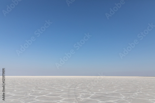 Wide shot of Bonneville Salt Flats in Utah photo