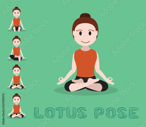Yoga Tutorial Lotus Pose Cartoon Vector Illustration