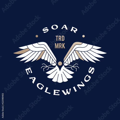 swooping eagle flying soar wings logo emblem badge circle circular vector icon illustration