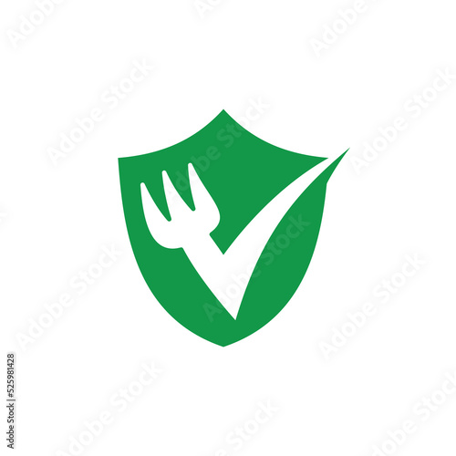 shield check fork food certified approved logo vector icon illustration