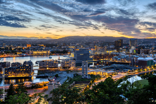 Oslo in Norway after a beautiful sunset © elxeneize