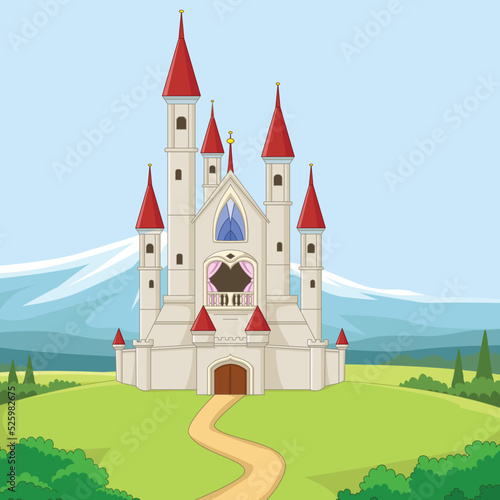 Fairytale background with princess castle