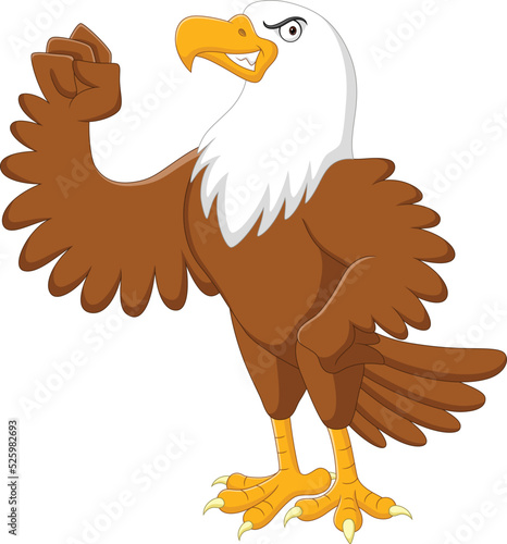 Strong eagle cartoon on white background