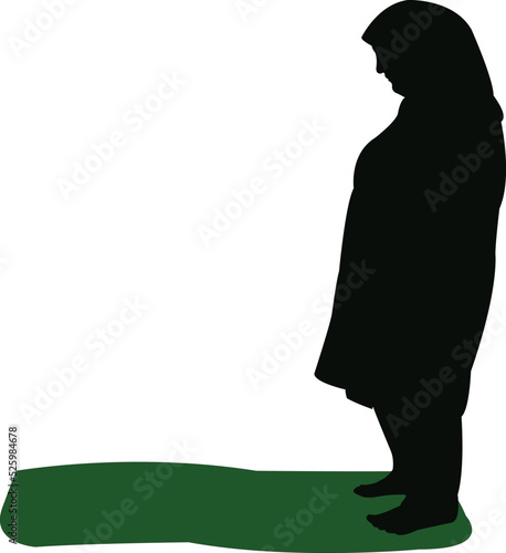 a muslim woman praying, body silhouette vector