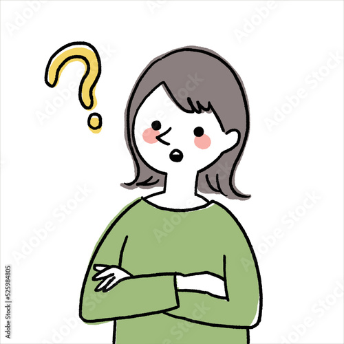 疑問をかんじる女性　ハテナマーク