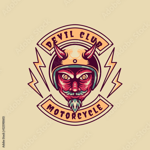 Devil Club Motorcycle Retro Illustration
