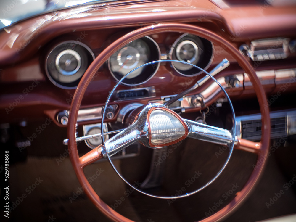 Interior of classic vintage car
